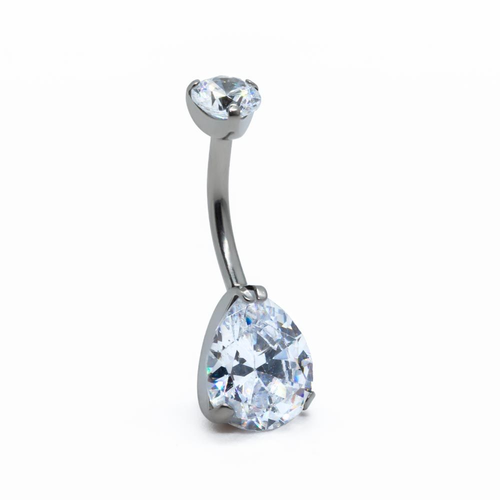 Σκουλαρίκι Αφαλού Τιτάνιο Ζιρκόν Titanium Navel Barbell Zircon