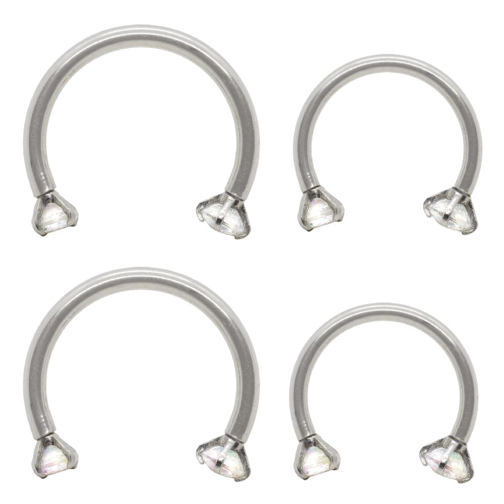 Steel Septum Piercing with Zircon Crystals Piercing.gr
