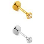 Steel Push-in Nose Pin with White Prong Zircon - Image 1
